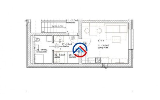 Pronájem 1+kk, 33 m, Olomouc Lazce