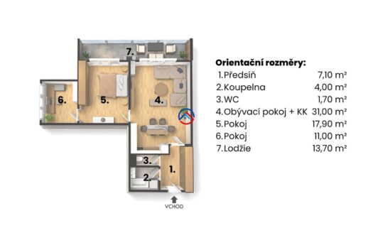 Prodej bytu 3+kk s lodžií a garážovým stáním